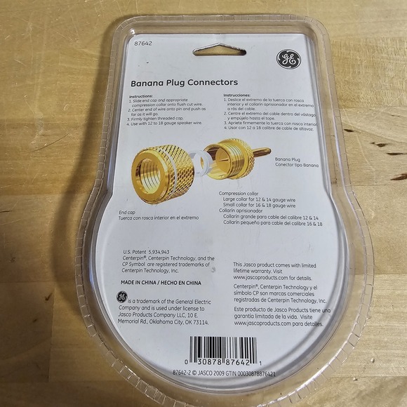 GE Banana‎ Plugs 87642 Center Pin Ultra Pro New Audiophile - Picture 2 of 2